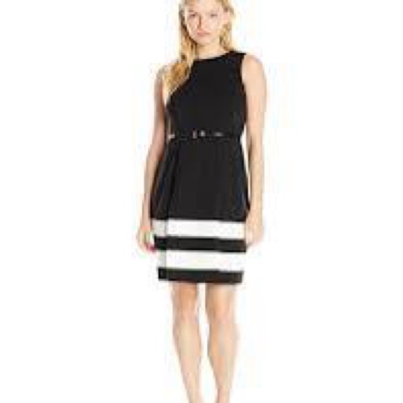 Calvin Klein black and white pleated cupcake style dress. Size 16. - Picture 7 of 10